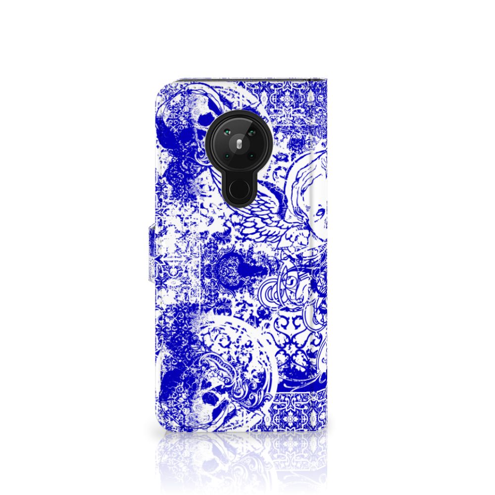 Telefoonhoesje met Naam Nokia 5.3 Angel Skull Blauw