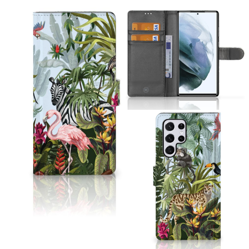 Telefoonhoesje met Pasjes voor Samsung Galaxy S22 Ultra Jungle
