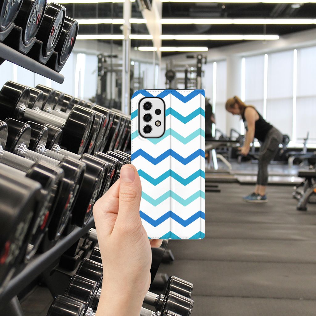 Samsung Galaxy A23 Hoesje met Magneet Zigzag Blauw - B2C Telecom