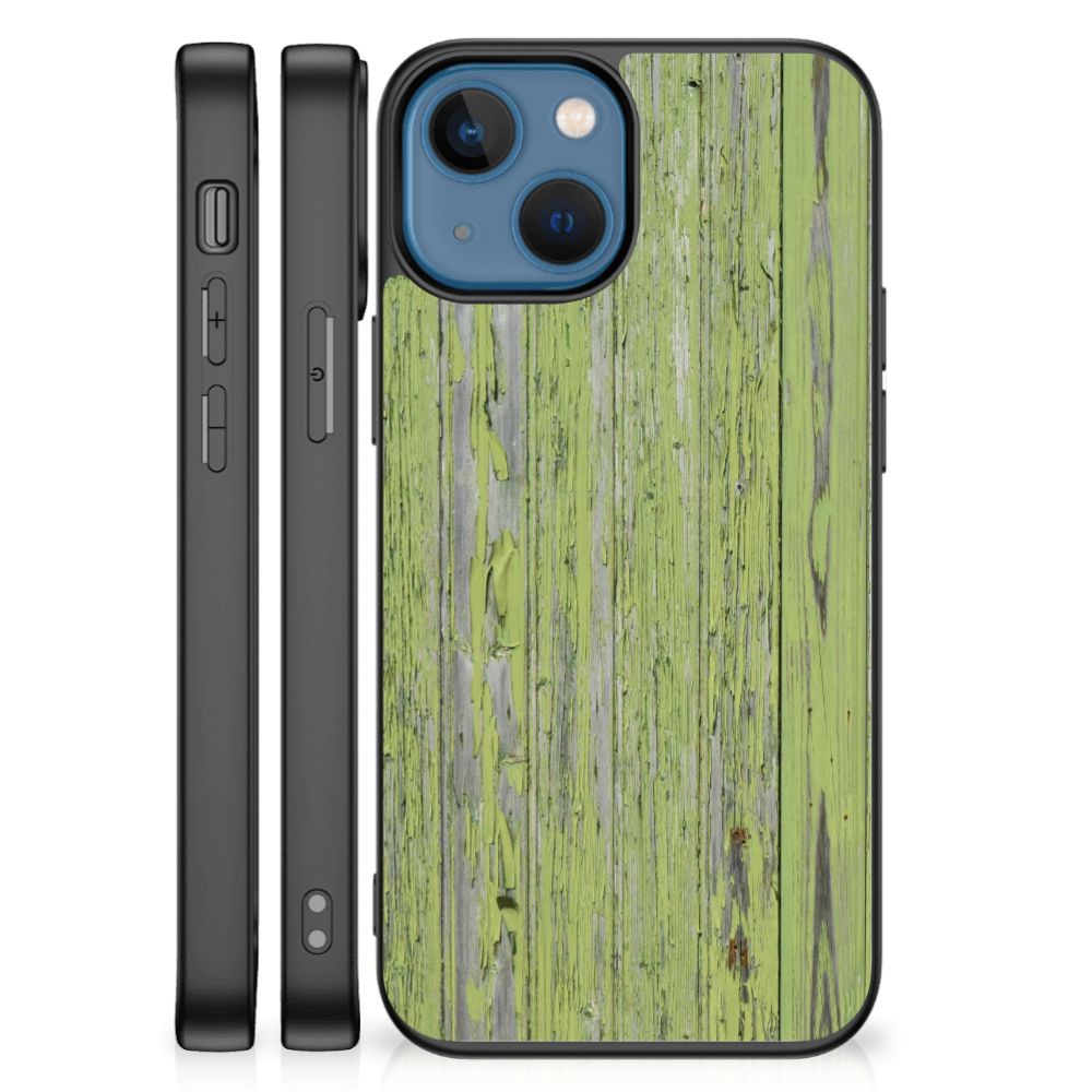 Apple iPhone 13 mini Houten Print Telefoonhoesje Green Wood