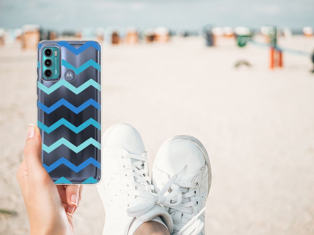 Motorola Moto G60 TPU bumper Zigzag Blauw B2C Telecom