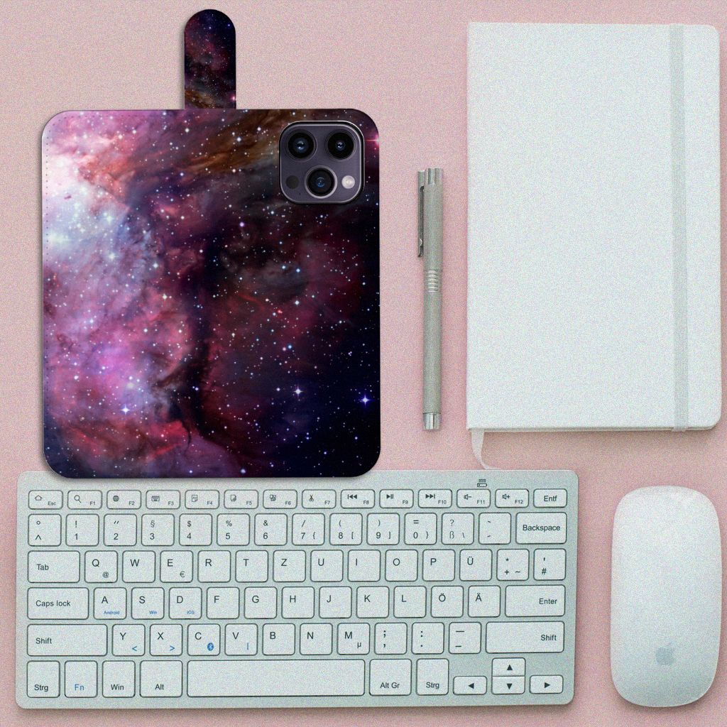 Book Case voor iPhone 15 Pro Max Galaxy met een prachtig sterrenhemel design 🌌.