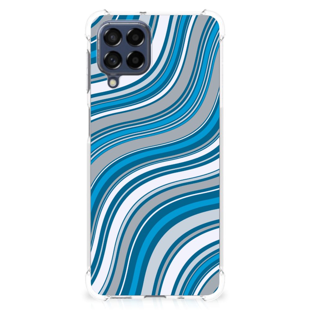 Samsung Galaxy M53 Doorzichtige Silicone Hoesje Waves Blue B2C Telecom