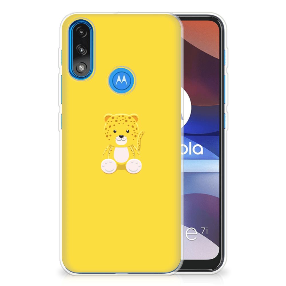 Motorola Moto E7/E7i Power Telefoonhoesje met Naam Baby Leopard