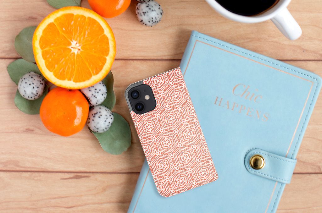 iPhone 12 Mini Hoesje met Magneet Pattern Orange - B2C Telecom