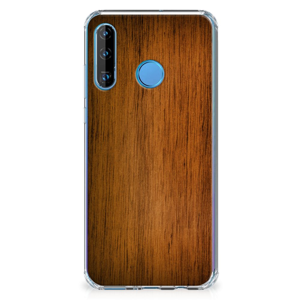 Huawei P30 Lite Stevig Telefoonhoesje Donker Hout