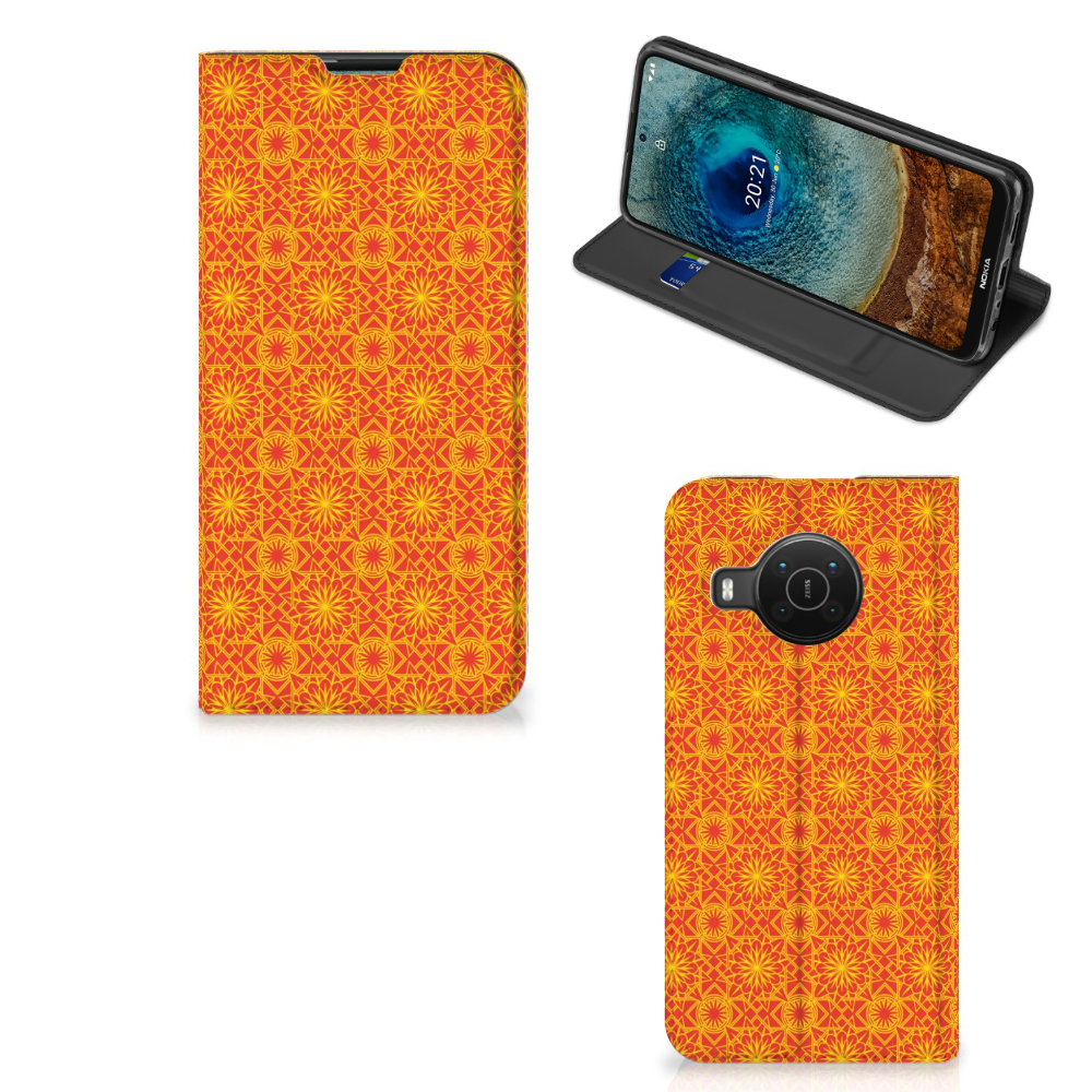 Nokia X20 | X10 Hoesje met Magneet Batik Oranje - B2C Telecom