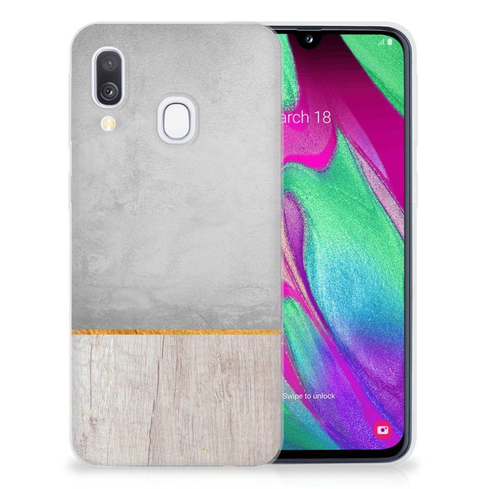 Samsung Galaxy A40 Bumper Hoesje Wood Concrete