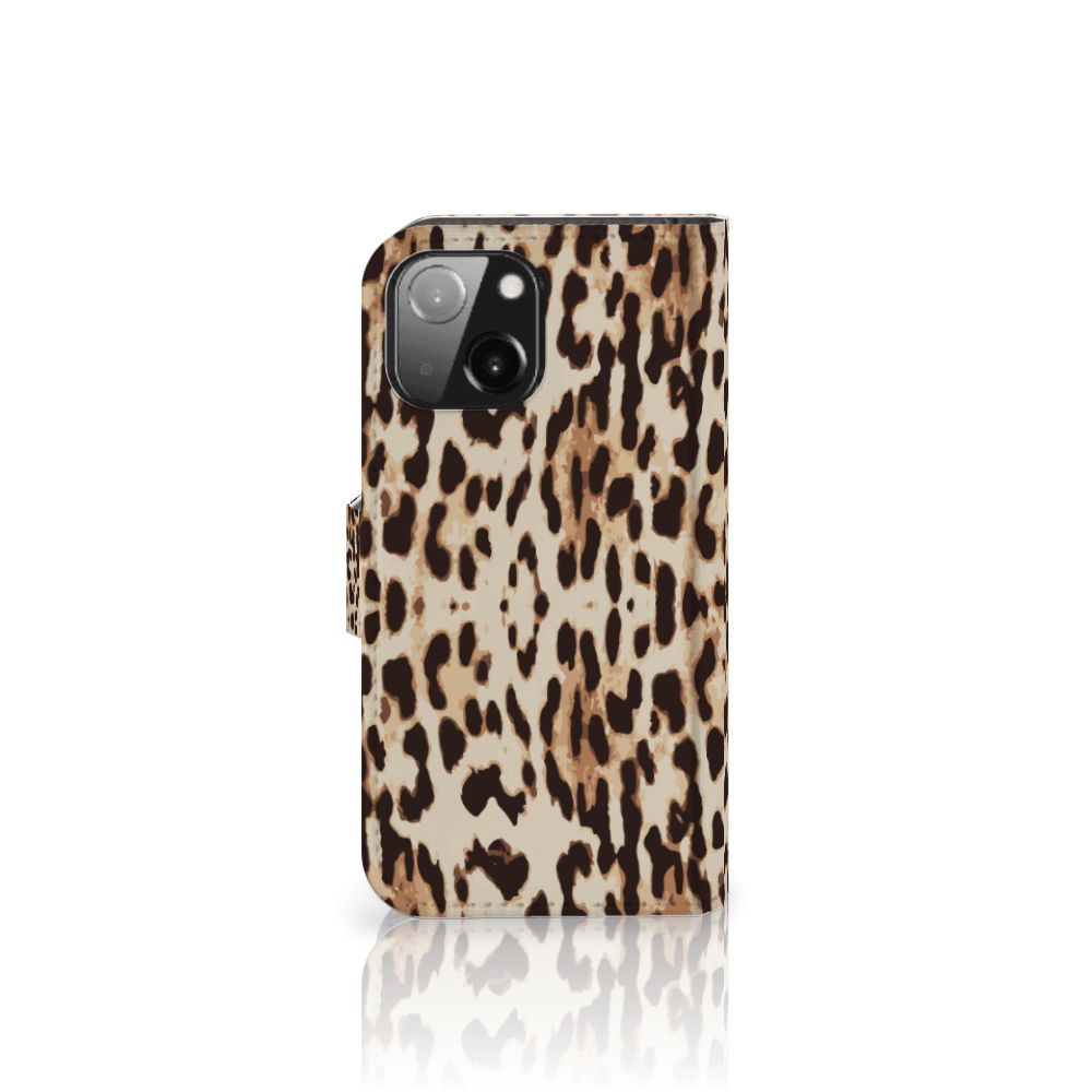 iPhone 13 Mini Telefoonhoesje met Pasjes Leopard
