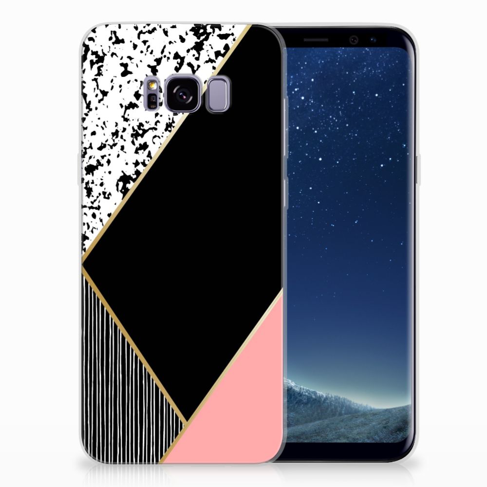 Samsung Galaxy S8 Plus TPU Hoesje Zwart Roze Vormen