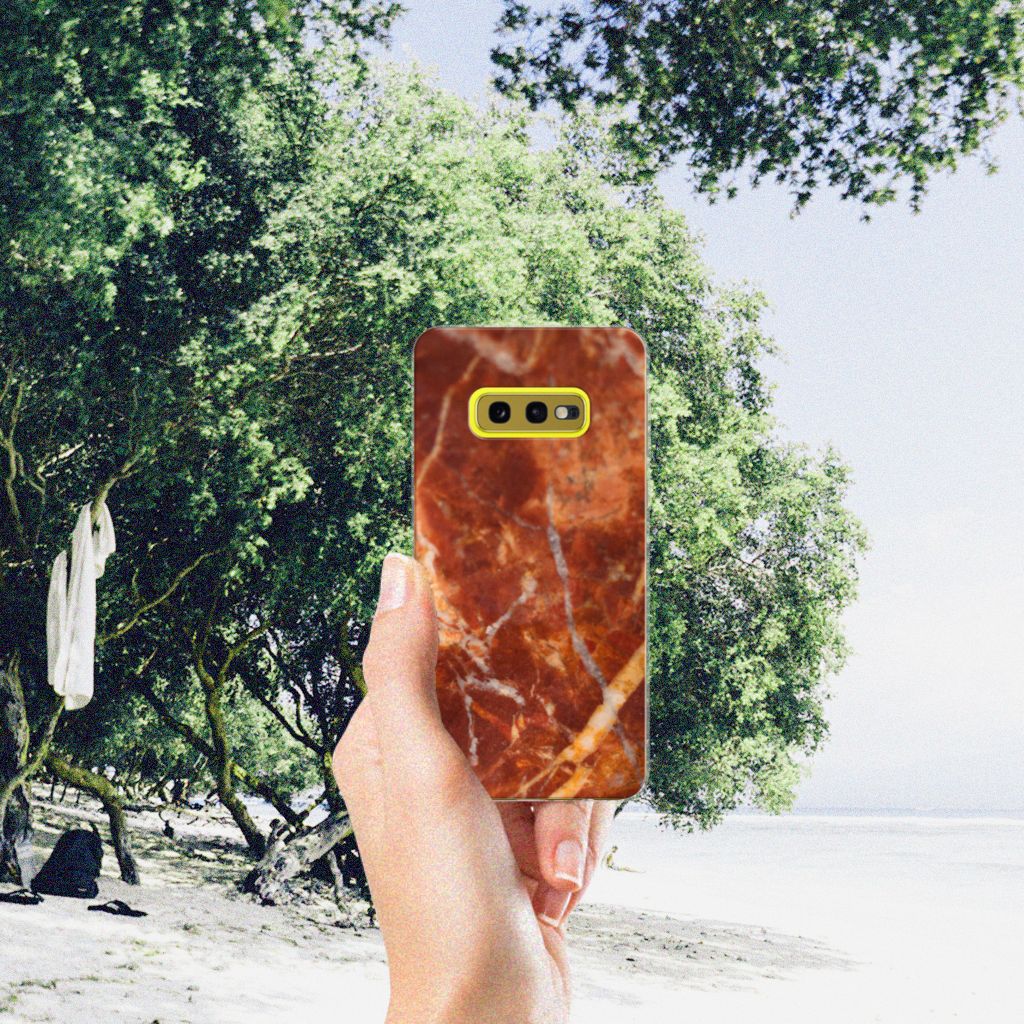Samsung Galaxy S10e TPU Siliconen Hoesje Marmer Bruin