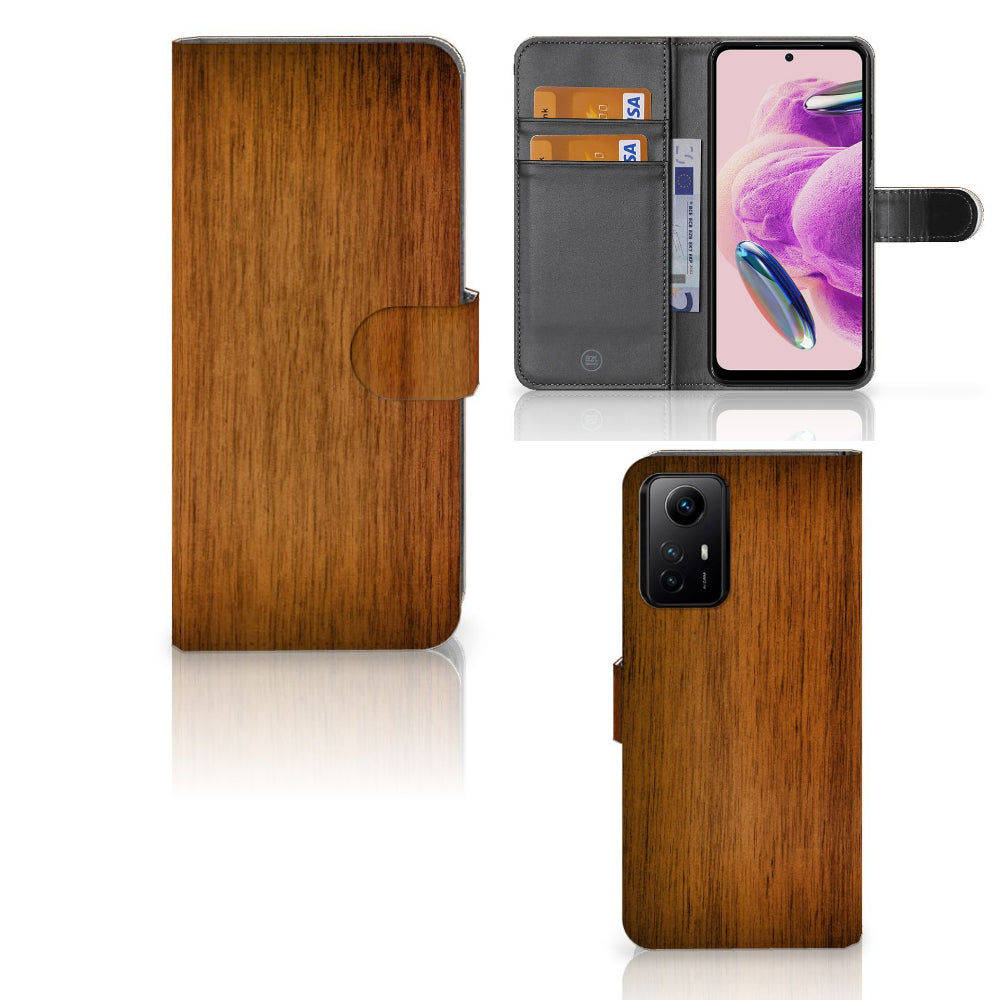 Xiaomi Redmi Note 12S Book Style Case Donker Hout