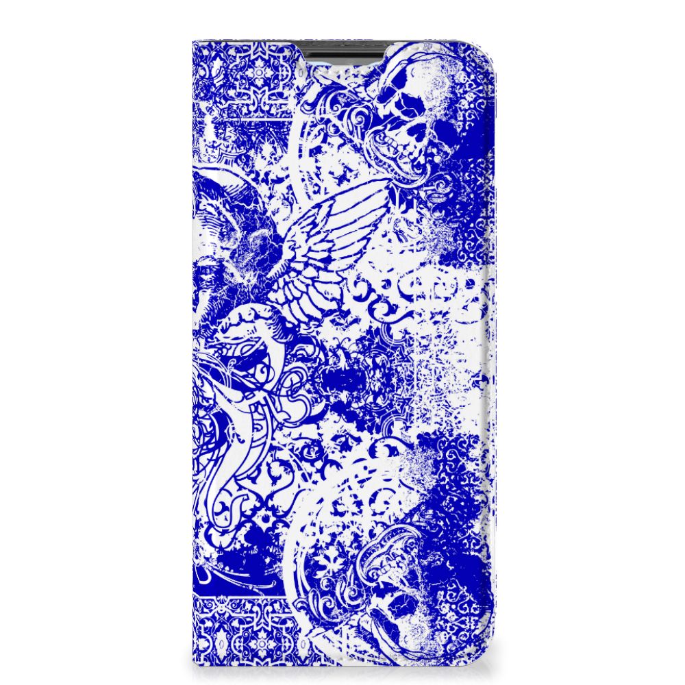 Mobiel BookCase OPPO A54s | A16 | A16s Angel Skull Blauw