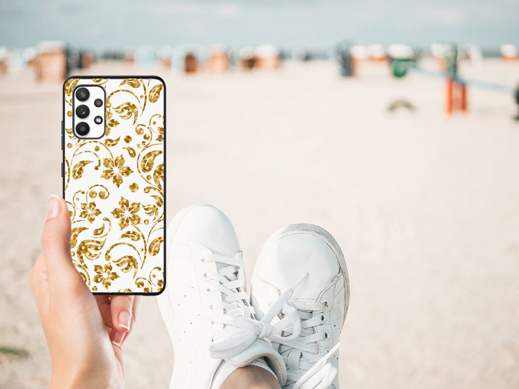 Samsung Galaxy A32 4G | A32 5G Enterprise Editie Bloemen Hoesje Gouden Bloemen B2C Telecom