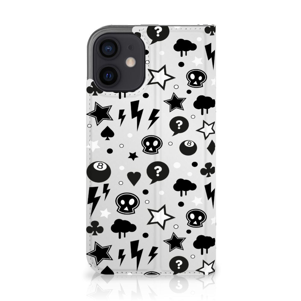 Mobiel BookCase iPhone 12 Mini Silver Punk - B2C Telecom