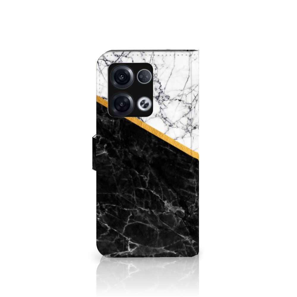 OPPO Reno8 Pro Bookcase Marmer Wit Zwart - Origineel Cadeau Man