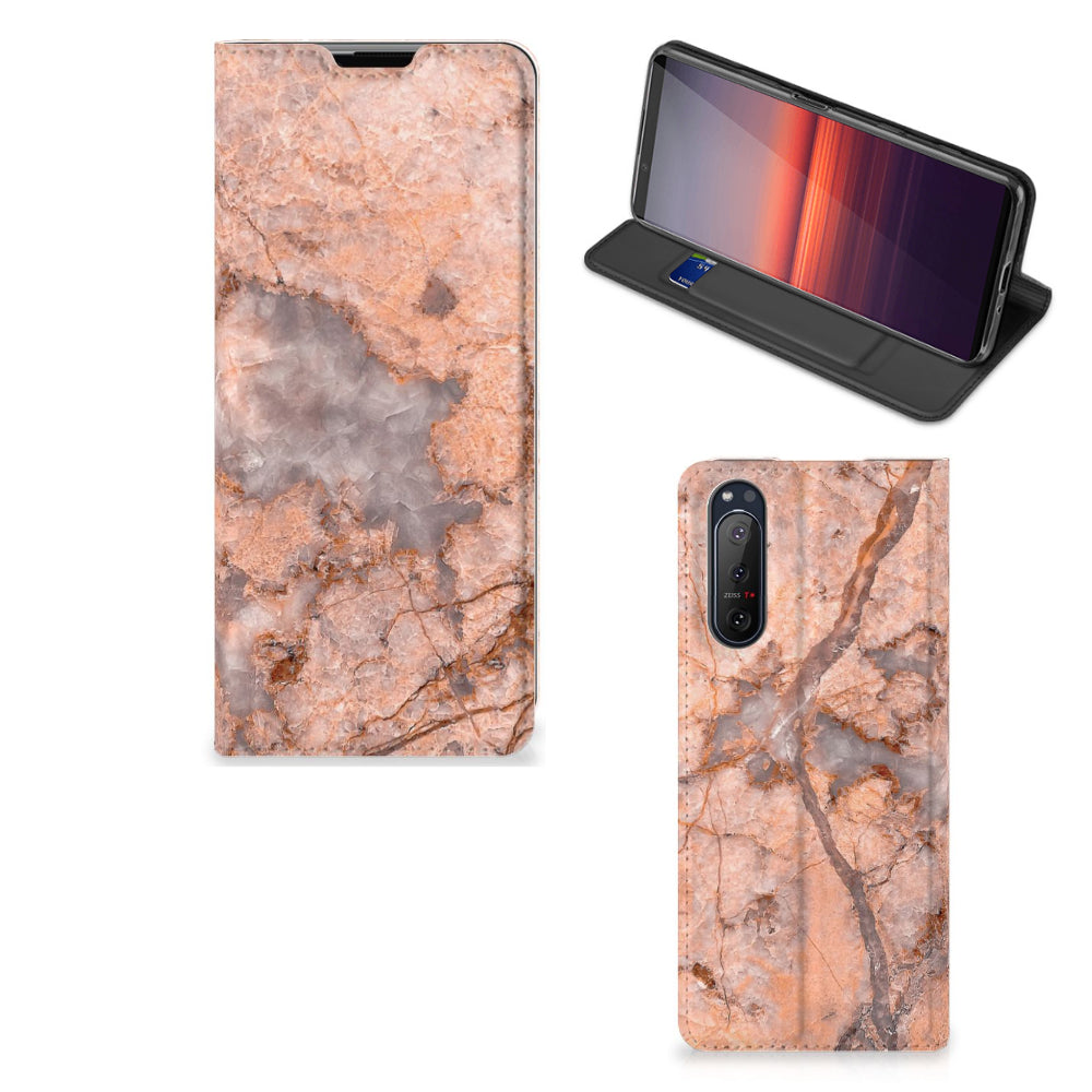 Sony Xperia 5 II Standcase Marmer Oranje