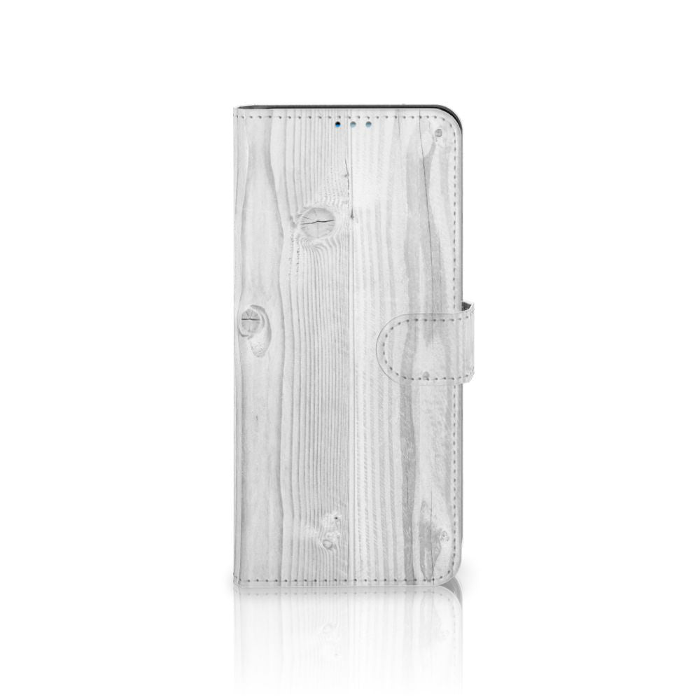 Motorola Moto G9 Plus Book Style Case White Wood