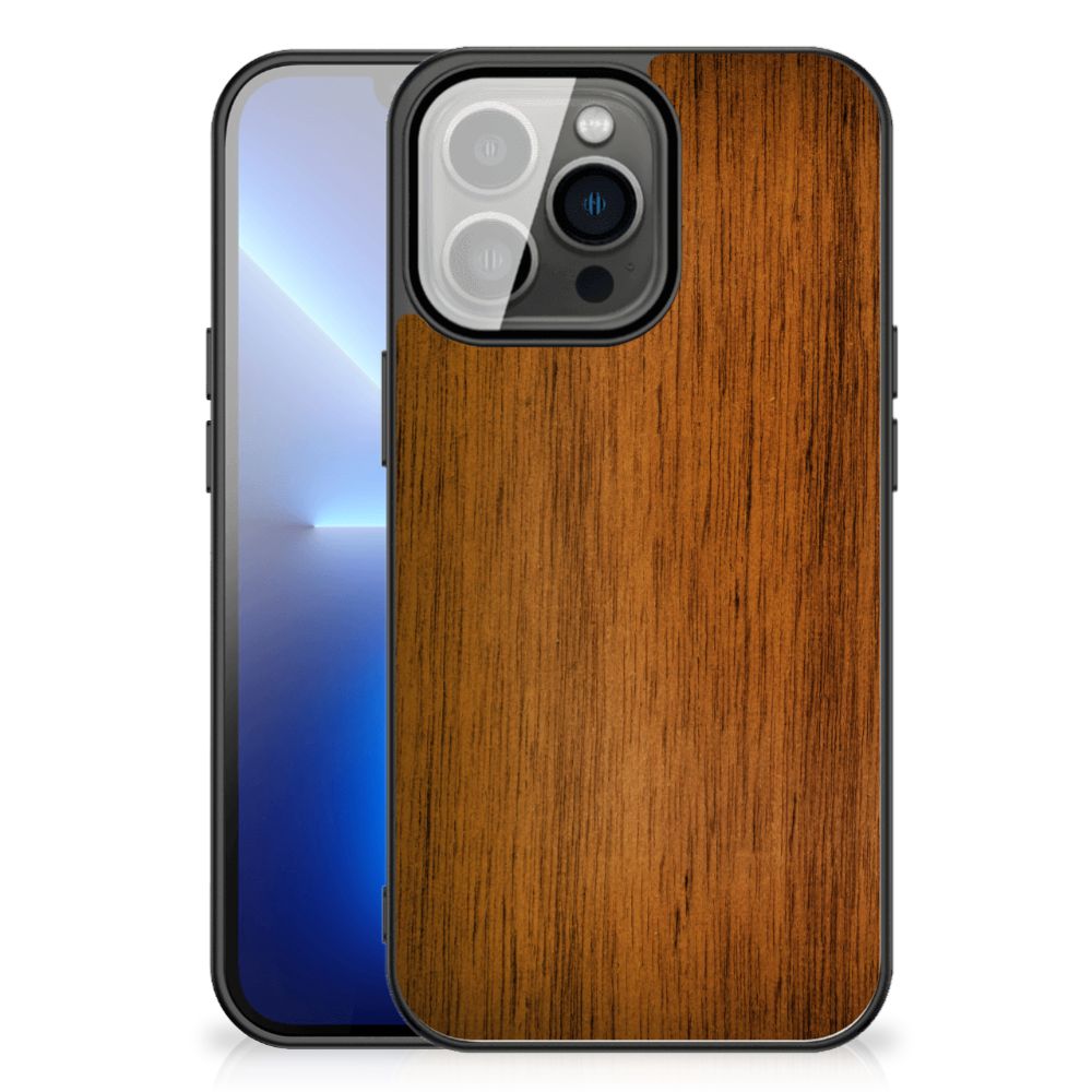 iPhone 13 Pro Max Houten Print Telefoonhoesje Donker Hout