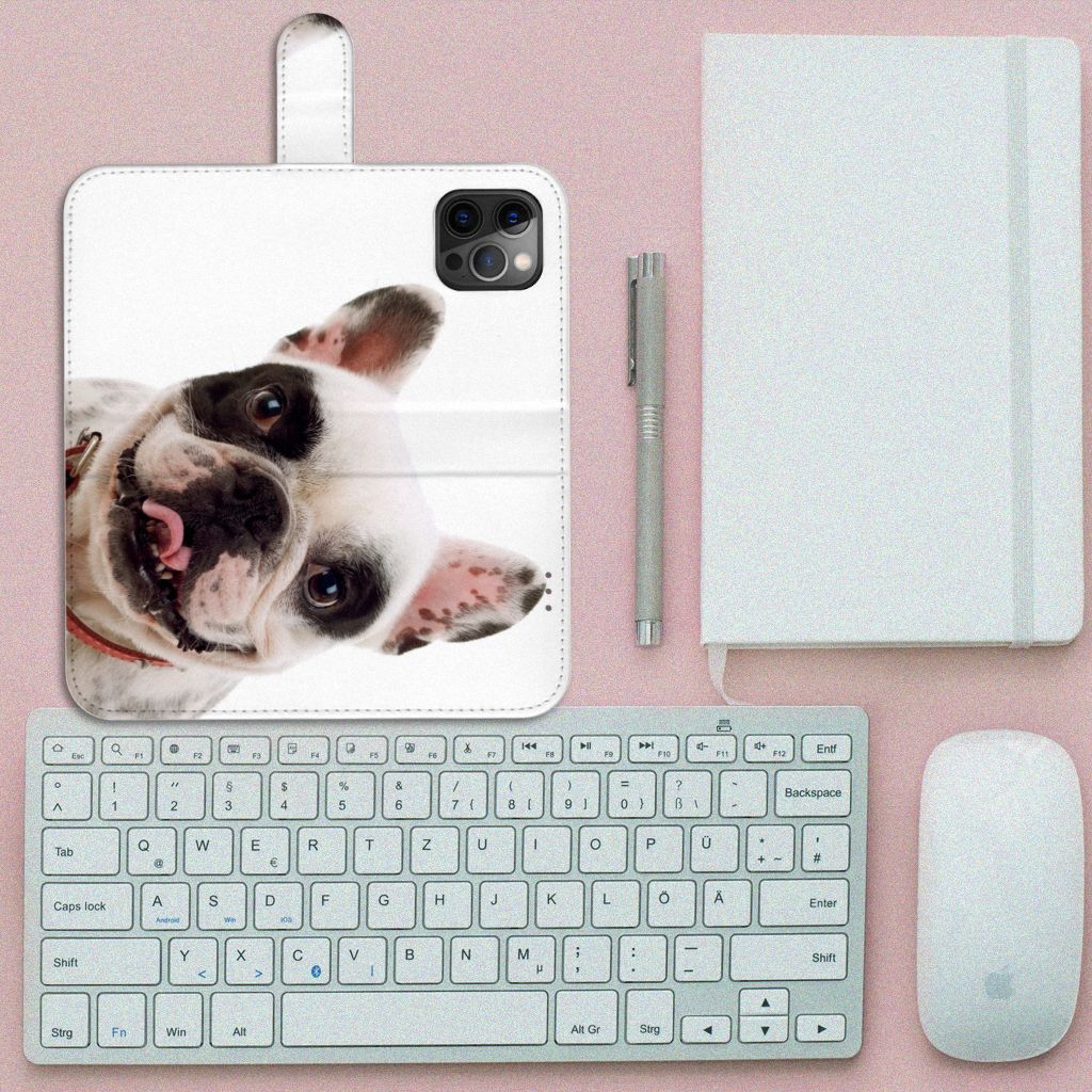 Apple iPhone 12 Pro Max Telefoonhoesje met Pasjes Franse Bulldog