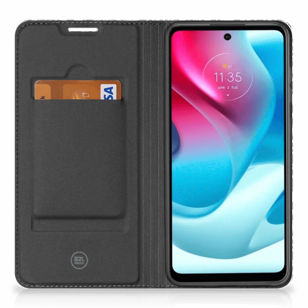 Motorola Moto G60s Smart Cover Black Flowers - B2C Telecom