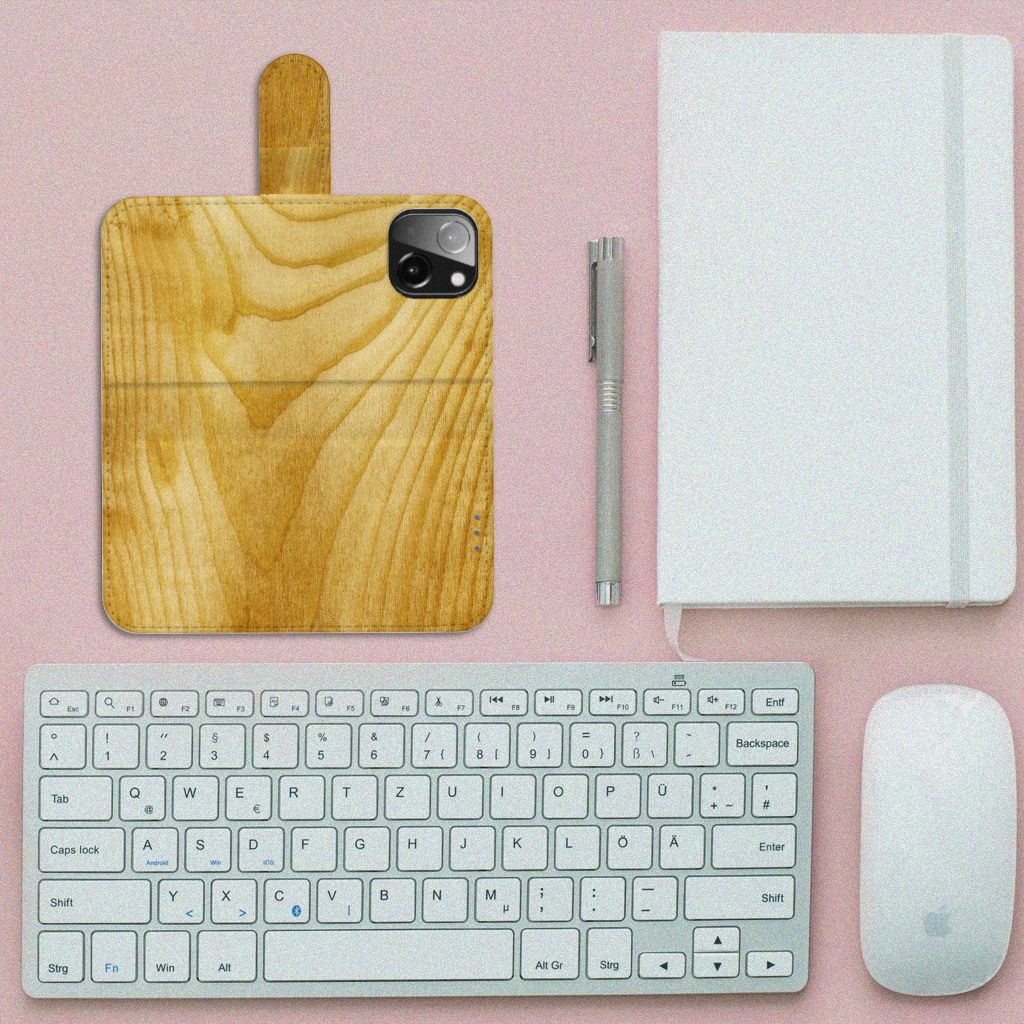 iPhone 13 Mini Book Style Case Licht Hout