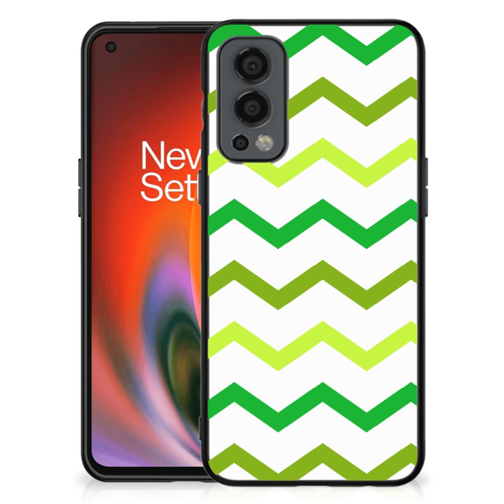 OnePlus Nord 2 Back Case Zigzag Groen