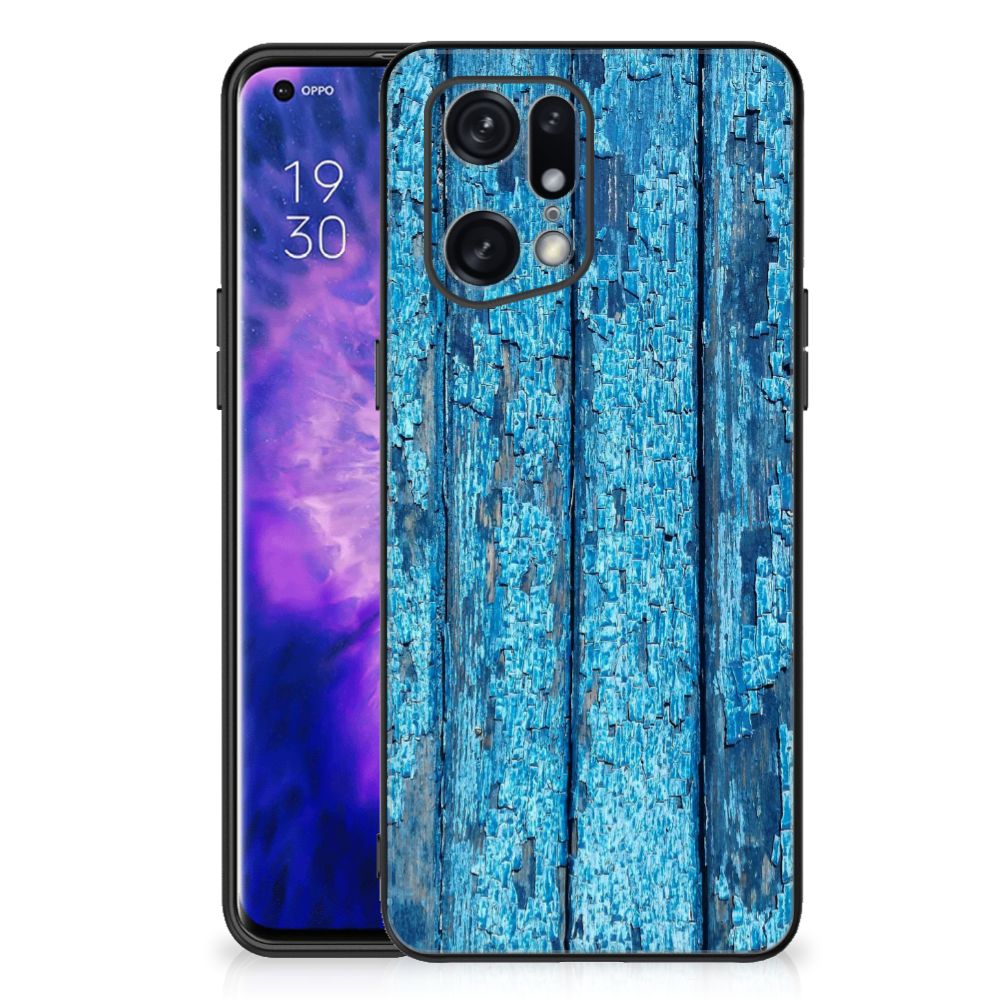 OPPO Find X5 Pro Houten Print Telefoonhoesje Wood Blue B2C Telecom