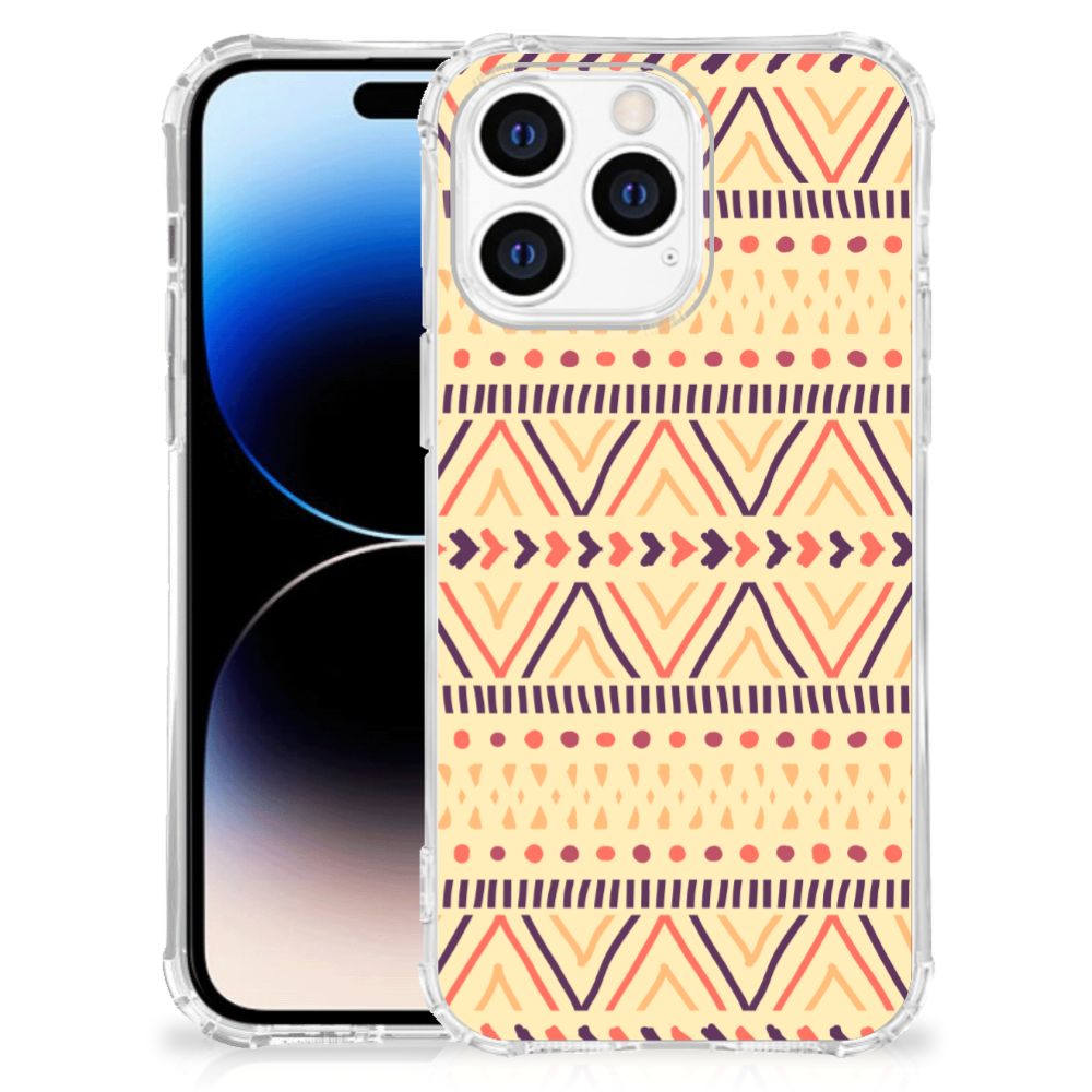 Apple iPhone 14 Pro Max Doorzichtige Silicone Hoesje Aztec Yellow