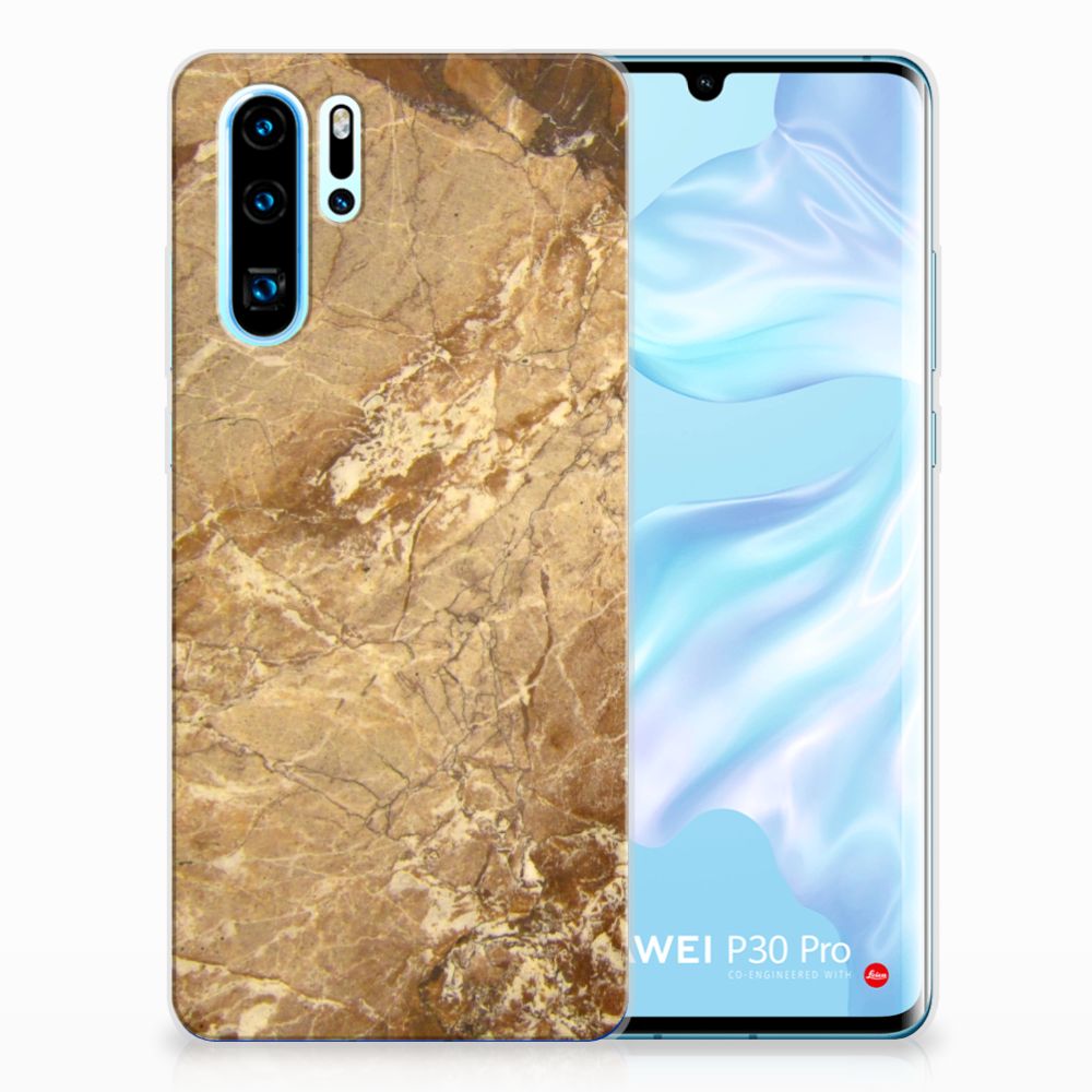 Huawei P30 Pro TPU Siliconen Hoesje Marmer Creme