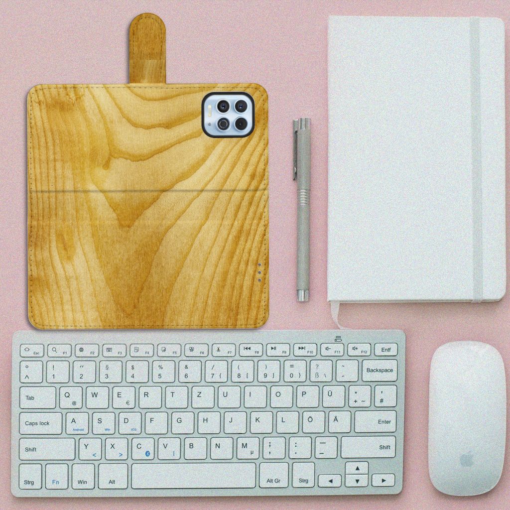 Motorola Moto G100 Book Style Case Licht Hout