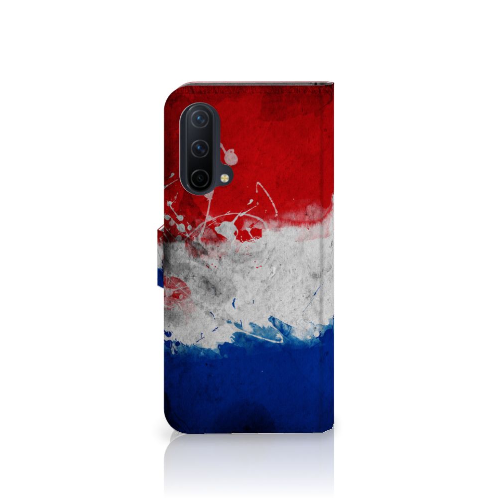 OnePlus Nord CE 5G Bookstyle Case Nederland met artistiek ontwerp van de Nederlandse vlag.