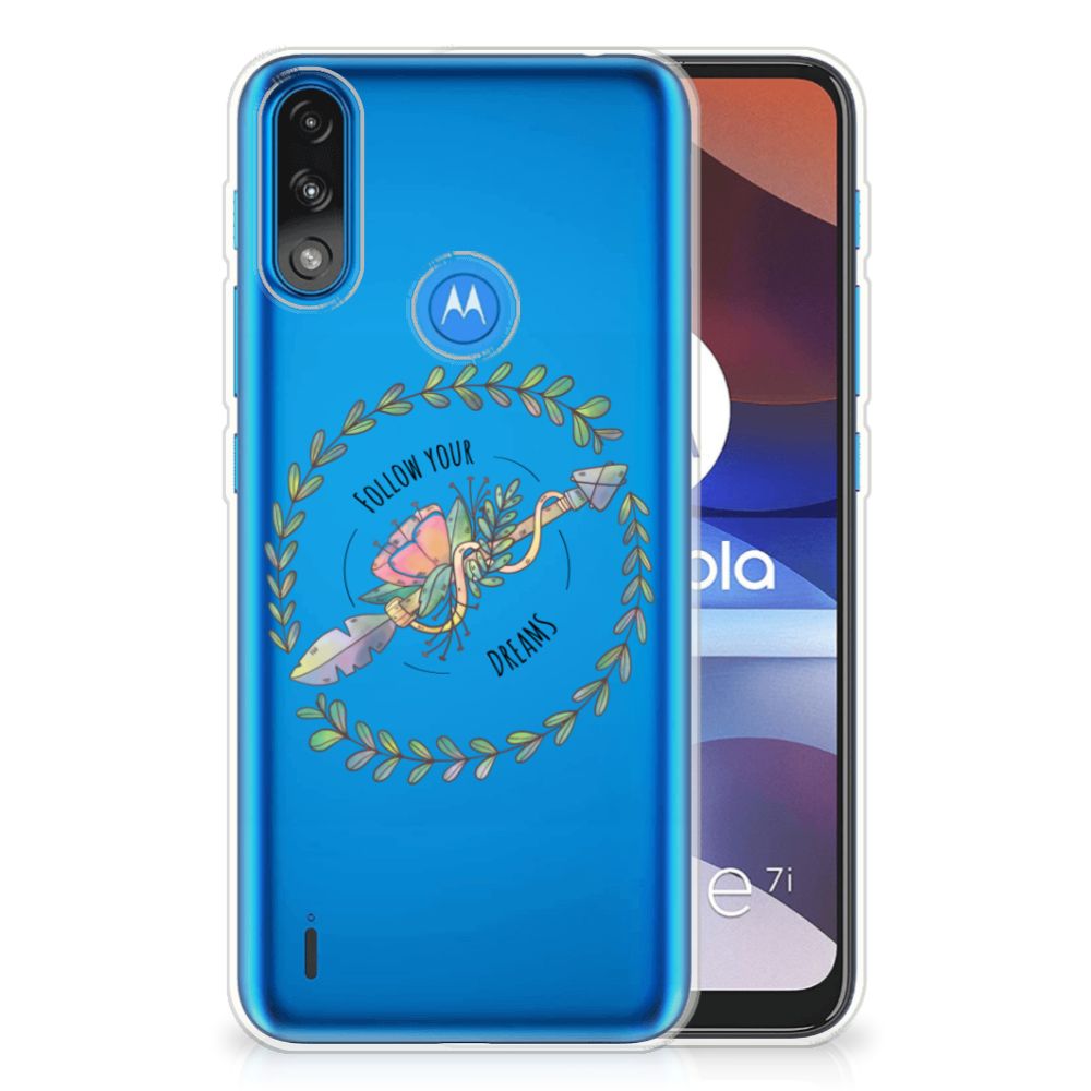 Motorola Moto E7/E7i Power Telefoonhoesje met Naam Boho Dreams