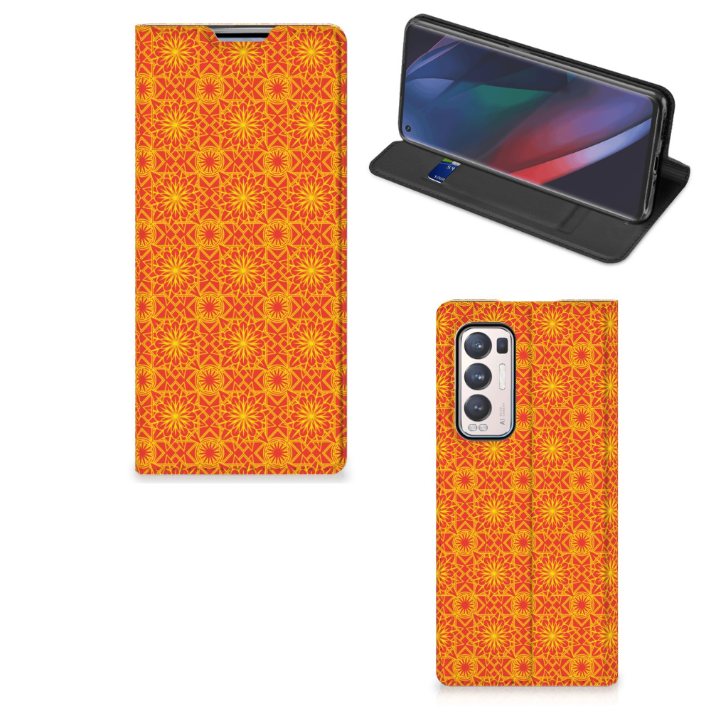 OPPO Find X3 Neo Hoesje met Magneet Batik Oranje - B2C Telecom