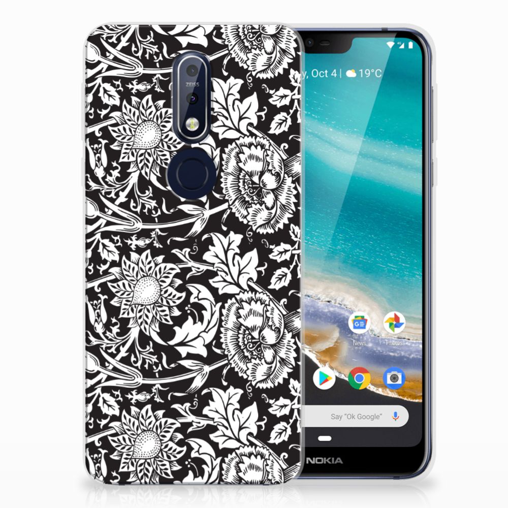 Nokia 7.1 TPU Case Black Flowers