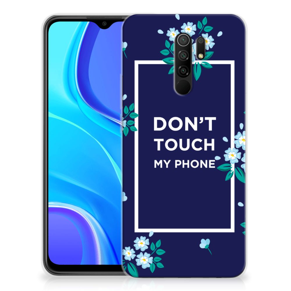 Xiaomi Redmi 9 Silicone-hoesje Flowers Blue DTMP