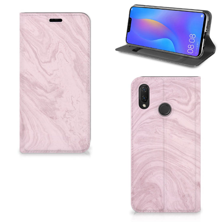 Huawei P Smart Plus Standcase Marble Pink - Origineel Cadeau Vriendin