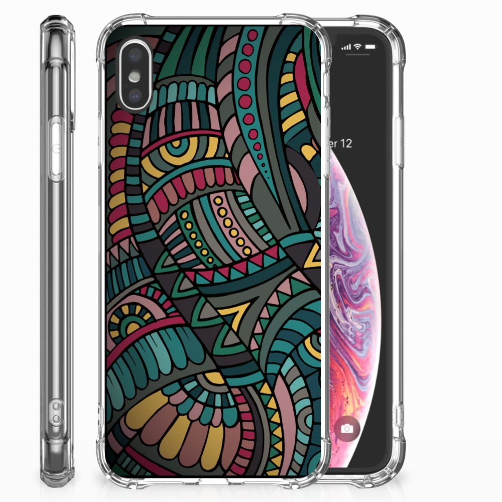 Apple iPhone Xs Max Doorzichtige Silicone Hoesje Aztec