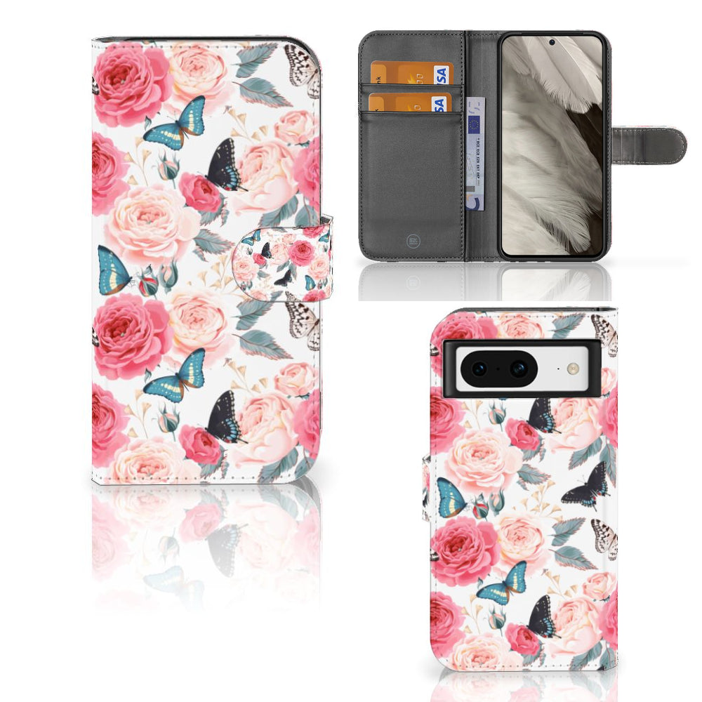 Google Pixel 8 Hoesje Butterfly Roses