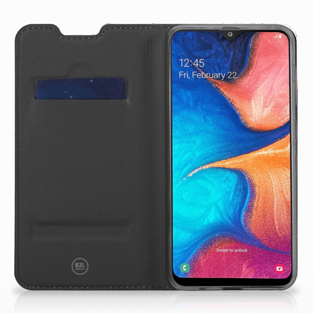 Samsung Galaxy A30 Standcase Marmer Wit Zwart - Origineel Cadeau Man