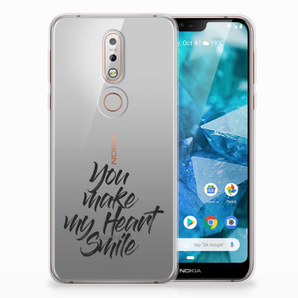 Nokia 7.1 Siliconen hoesje met naam Heart Smile