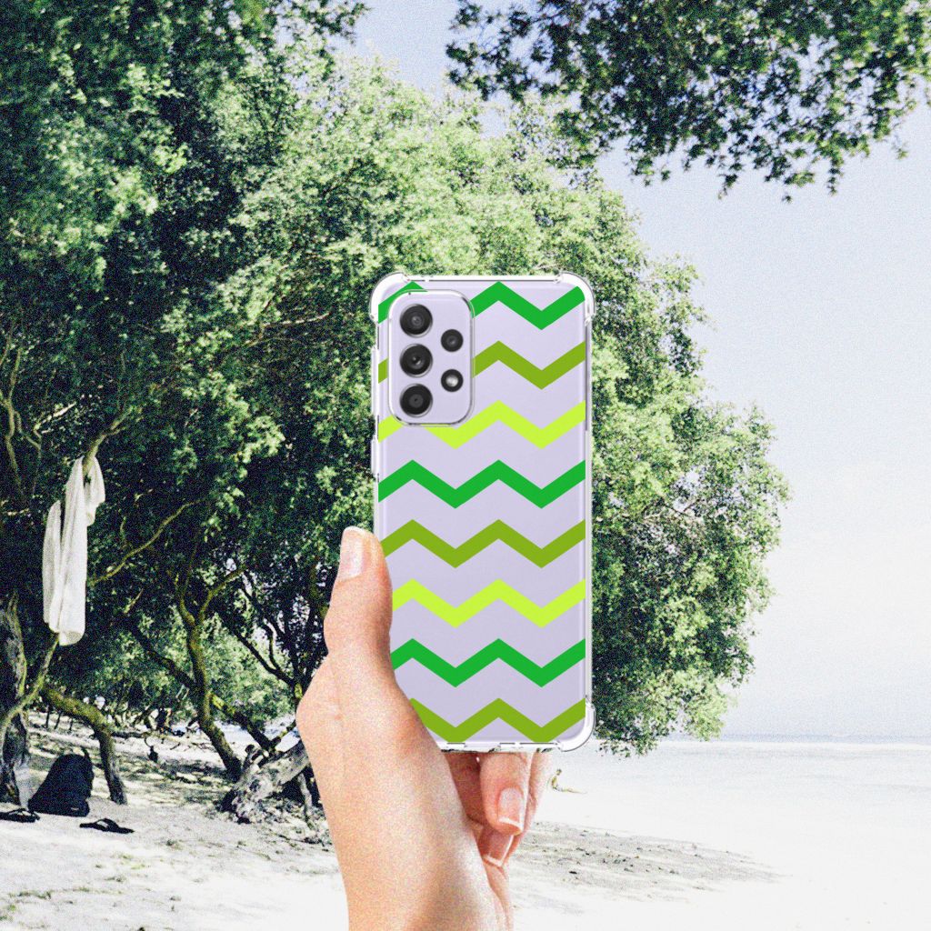 Samsung Galaxy A33 Doorzichtige Silicone Hoesje Zigzag Groen B2C Telecom