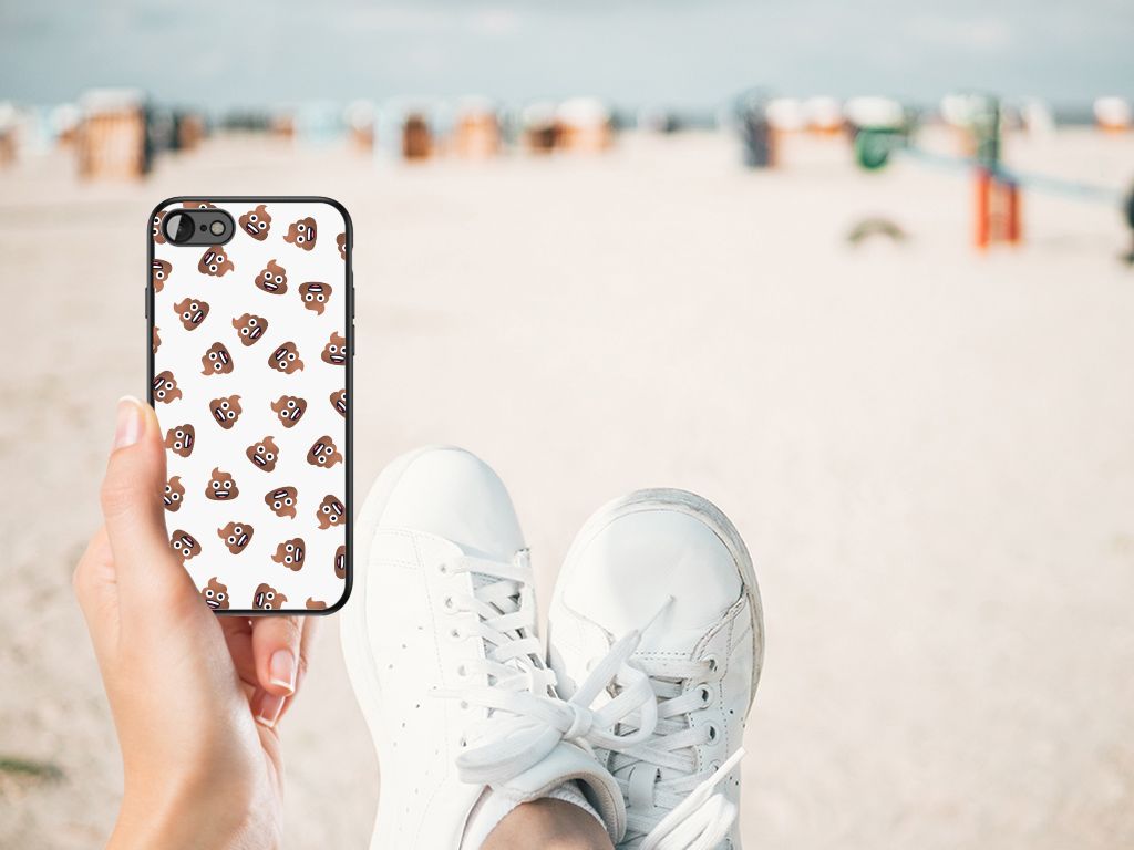 Back Case voor iPhone SE 2022 | SE 2020 | 7/8 Poep Emojis met poep emoji's op een strand.