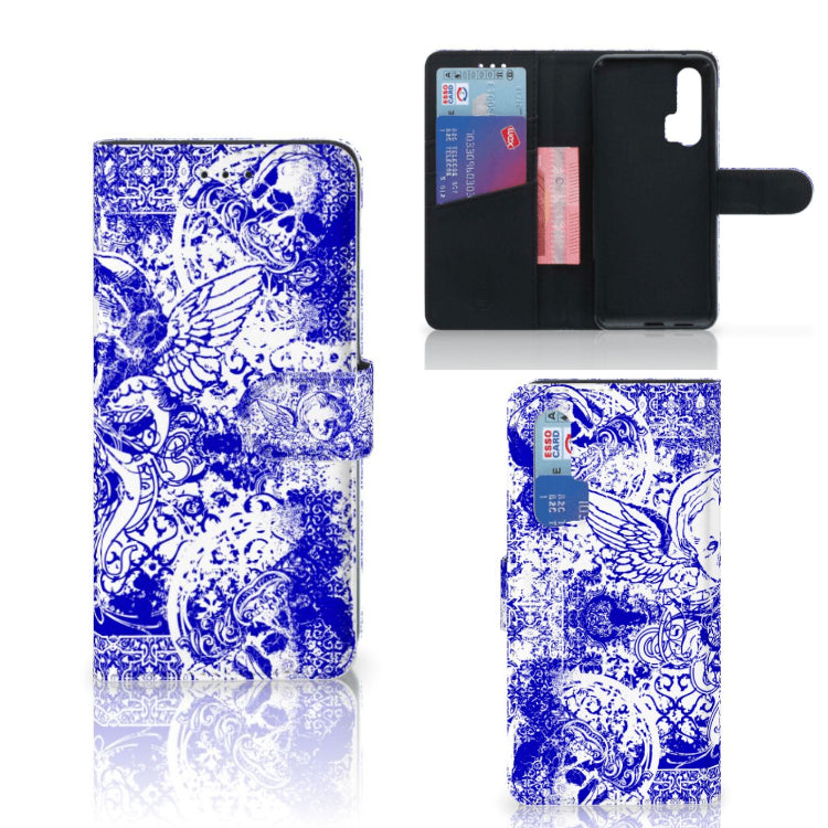 Telefoonhoesje met Naam Honor 20 Pro Angel Skull Blauw