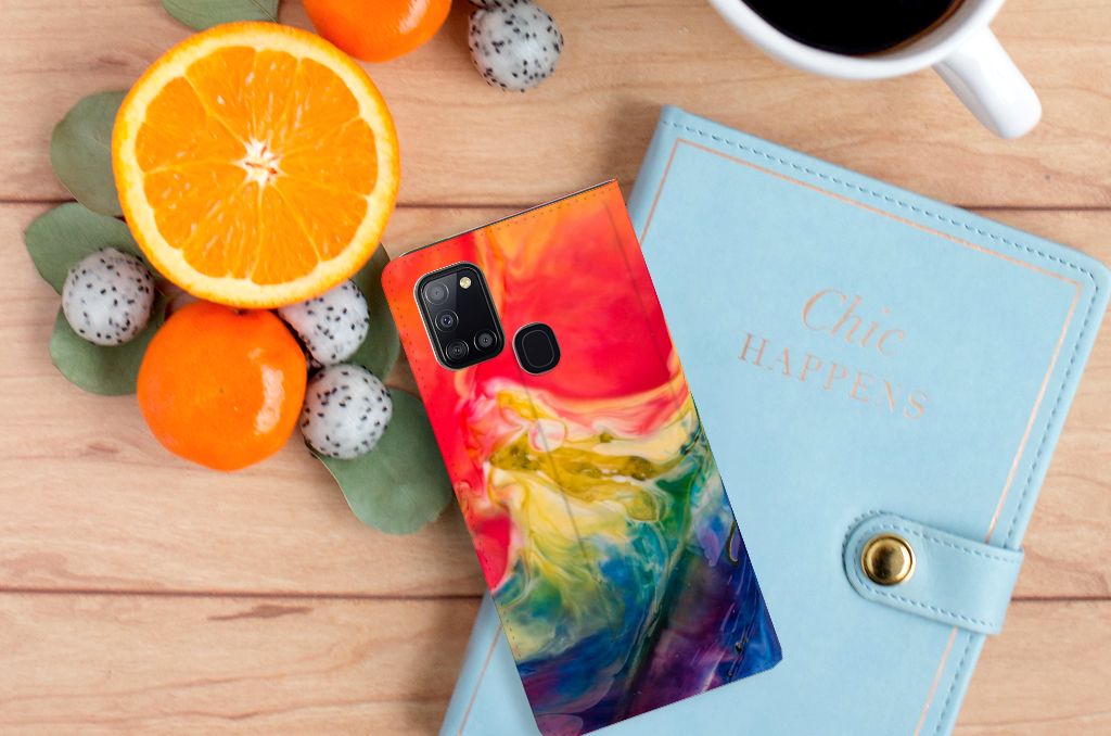 Bookcase Samsung Galaxy A21s Watercolor Dark - B2C Telecom