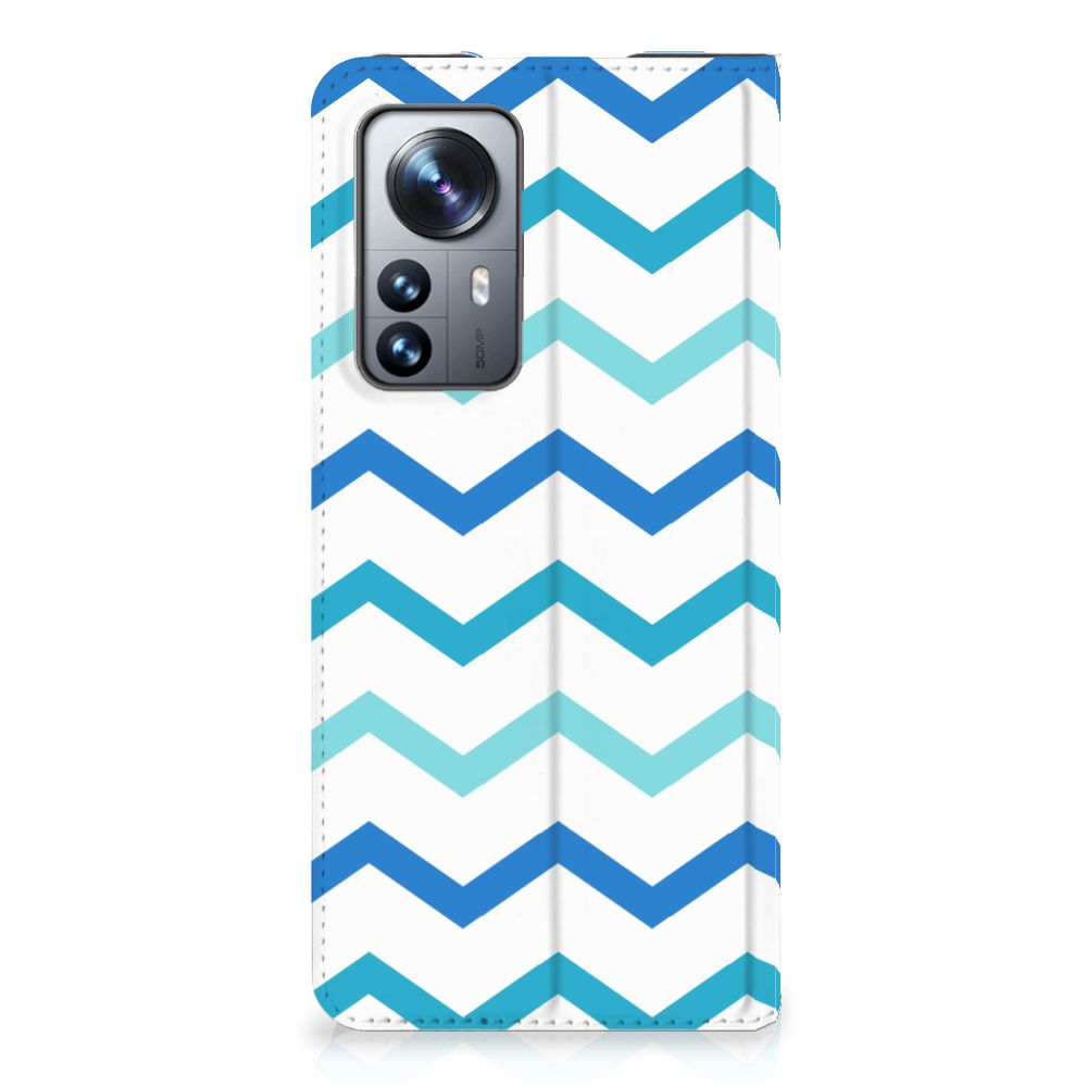 Xiaomi 12 Pro Hoesje met Magneet Zigzag Blauw - B2C Telecom