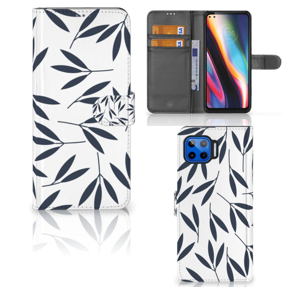 Motorola Moto G 5G Plus Hoesje Leaves Blue