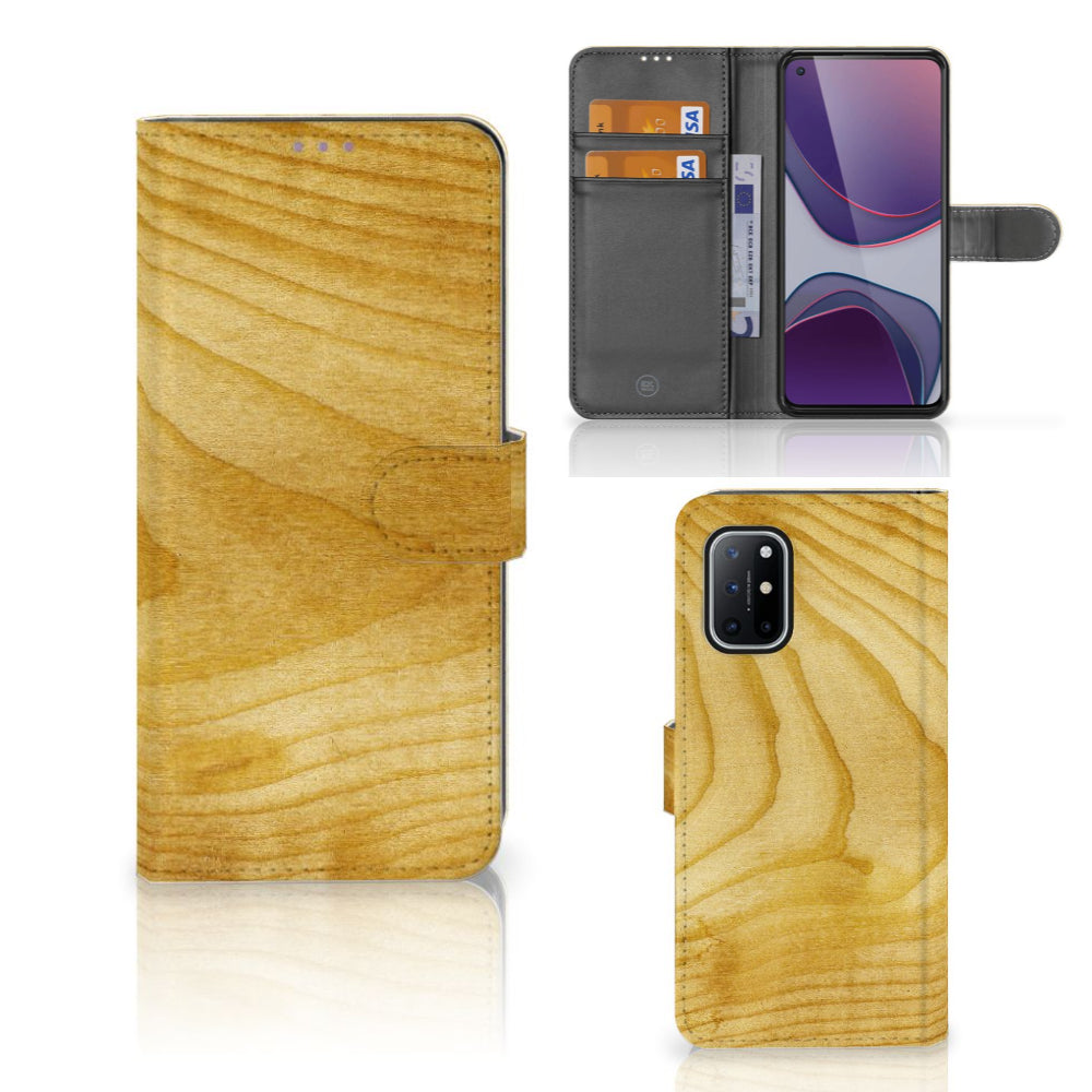 OnePlus 8T Book Style Case Licht Hout