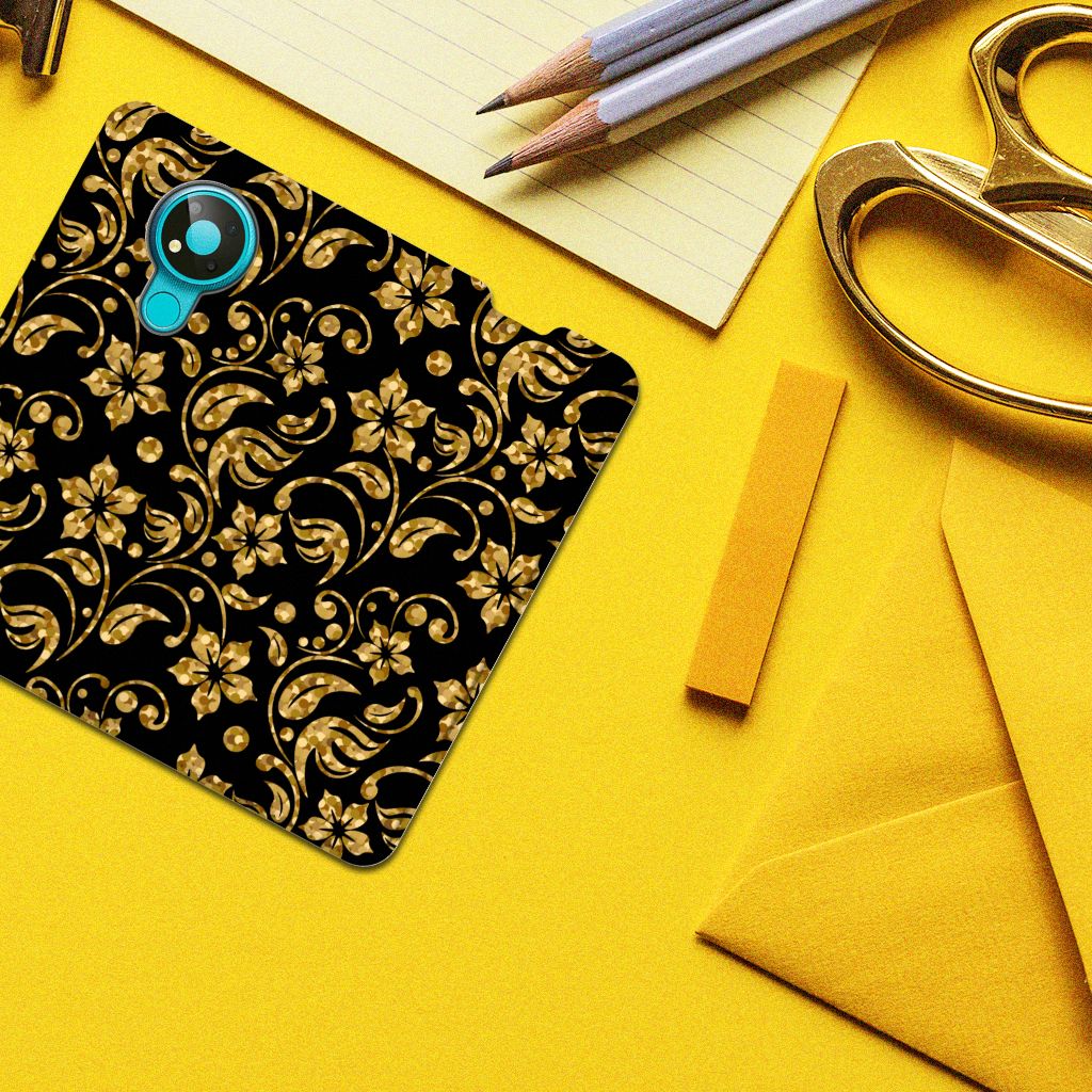Nokia 3.4 Smart Cover Gouden Bloemen - B2C Telecom