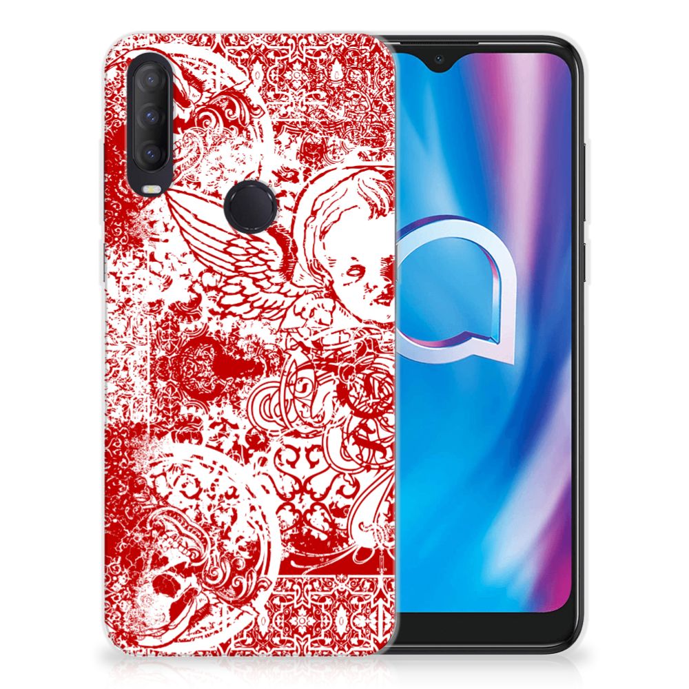 Silicone Back Case Alcatel 1S (2020) Angel Skull Rood